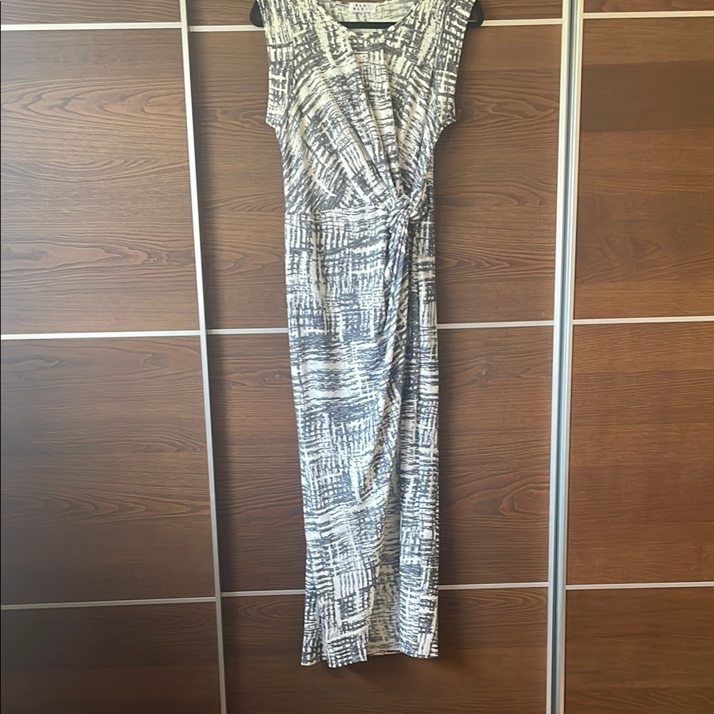 Blue Blush Black and Cream Patterned Dress